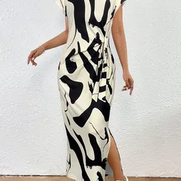 StyleCast x Revolte Women Abstract Printed Slits Bodycon Dress-image-32