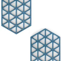 PVC Coaster large Heavy-B1-Triangle-Blue_2,Pack of 2 Silicone Trivet-18