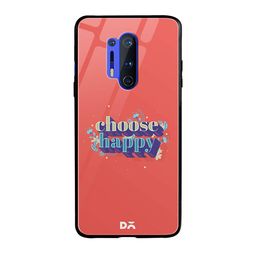 DailyObjects Black & Grey Choose Happy OnePlus 8 Pro Glass Case image 1