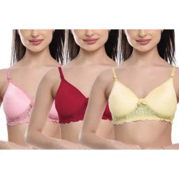 FIMS: Fashion is my Style Beige & Maroon Lace Work Everyday Bras - Pack Of 3-picture-17