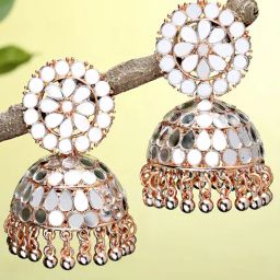 Karatcart Rose Gold-Plated Mirror Jhumki Earrings for Women-29