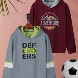 HELLCAT Kids Grey & Burgundy Printed Full Sleeves T-Shirt (Pack Of 2)-image-97