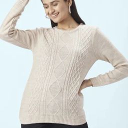 Honey by Pantaloons Beige Self Pattern Sweater-picture-47