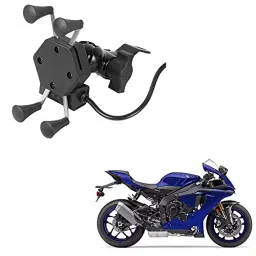 Auto Pearl Waterproof Motorcycle Bikes Bicycle Handlebar Cell Phone Mount Holder Case (Upto 140 mm) for Yamaha YZF R1-41