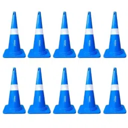 Ladwa Reflective Strip PVC 750 mm Traffic Cone Blue (Pack of 10)-13