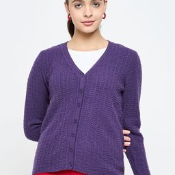 CREATIVE LINE Women Cable Knit Woollen Cardigan-image-92