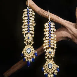 Fida Ear Chain Navy Blue Slave Earrings-image-39