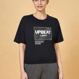 Ajile by Pantaloons Black Cotton Printed Sports T-Shirt-image-46