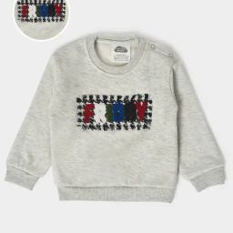 MiArcus Kids Grey Melange Applique Full Sleeves Sweatshirt-50