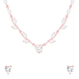 GIVA 92.5 Sterling Silver Leafy Heart Necklace & Earring Set for Women-image-85