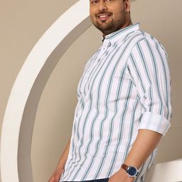 Sztori Men Plus Size Premium Striped Pure Cotton Casual Shirt-image-49