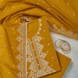 Koskii Geometric Embroidered Beads and Stones Unstitched Dress Material-image-20