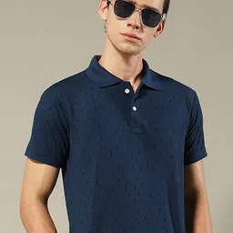 STELVIN Geometric Printed Polo Collar Short Sleeves Cotton T-shirt-image-64