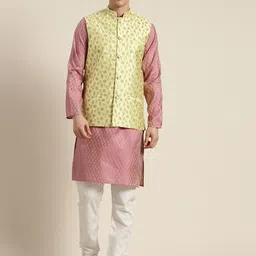 SOJANYA Ethnic Motifs Regular Kurta With Churidar & With Nehru Jacket-picture-40