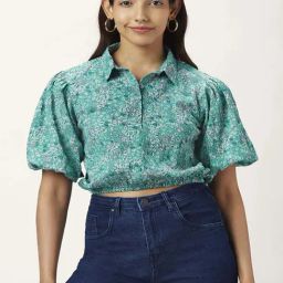 People by Pantaloons Green Printed Crop Top-picture-25