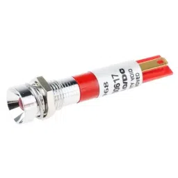 RS PRO Red Panel Mount Indicator 24V AC, Mounting Hole Size 8 mm, Termination Type Solder Tab, Model No 206968-10