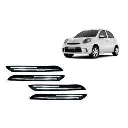 Auto Pearl Plastic & Silver Plated Car Bumper Guard for Nissan Micra Active Black/Silver (Pack of 4 Pcs)-image-43