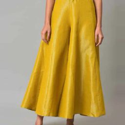 W Yellow Cotton Regular Fit Culottes-image-42