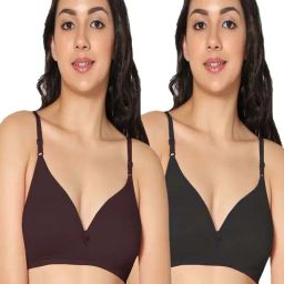 IN CARE Brown & Black Cotton T-Shirt Bras - Pack Of 2-image-56