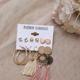 Shining Diva Fashion Set Of 6 Studs  Tassel Earrings-image-74