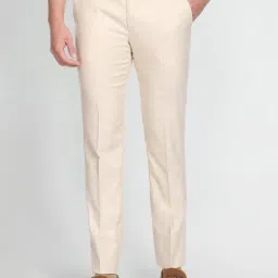 Arrow Beige Regular Fit Heathered Trousers-picture-24