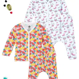 The Mom Store Multicolor Cotton Printed Baby Pajama Set - Pack of 2-image-49