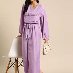 Sangria Solid Waist Tie-Ups Co-Ords-34