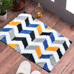 Myntra Elegant Homes Blue & White Abstract Printed Anti-Skid Doormat-11