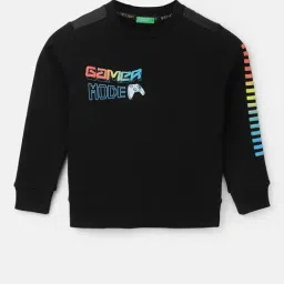United Colors of Benetton Kids Black Printed Full Sleeves Sweatshirt-image-68