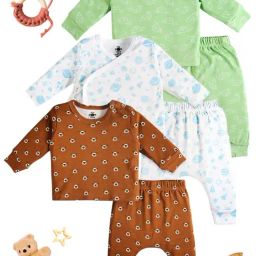 The Mom Store Pink Cotton Printed Baby Pajama Set-image-13