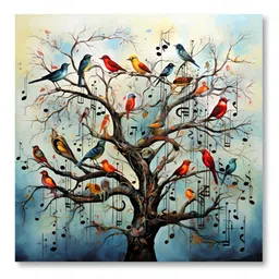 Aura Blue & Black Birds On Tree Printed Canvas Wall Painting-image-47