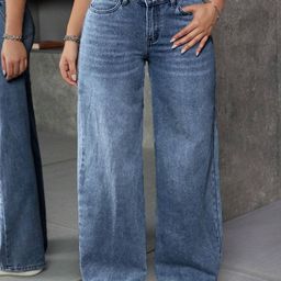 CHALODIA Women Comfort Light Fade Stretchable Wide Leg Jeans-image-97