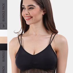 Amour Secret Pack Of 3 Lightly Padded Seamless Bralette Bra PD2038_Blk_Skn_Wht-picture-38