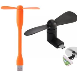 nocxtun Mini Type-C Fan & Portable Mini USB Dragon Fan with 2 Leaf Portable Cooling Fan Flexible Cooler Connect with Laptop, Smartphone, Powerbank, USB Adapter & Mobile with OTG-Multicolour image 1