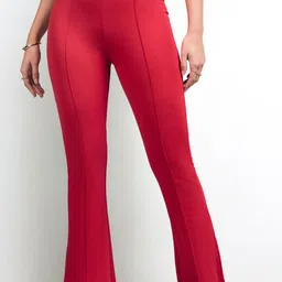 DressBerry Women Relaxed Regular Fit Mid-Rise Easy Wash Bootcut Trousers-image-65