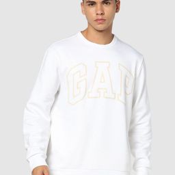 GAP Men Brand Logo Print Crew-Neck Fleece Sweatshirt-image-117