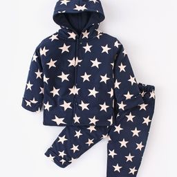 Simply Foam Full Sleeves Winter Night Suit Stars Print - Navy Blue-image-68