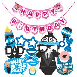 Wobbox Happy Birthday Props Happy Birthday Banner Boss Baby Theme Decoration Items Blue -Pack Of 17-image-32