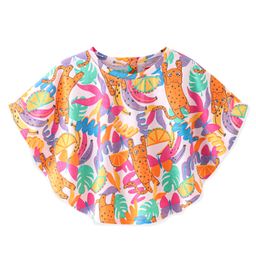 Babyhug Cotton Knit Half Sleeves Kitty & Tropical Printed Top - Multicolour-image-22