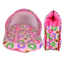 Babytoons Baby Cotton Bedding Set Mattress with Net & Baby Sleeping Bag (Pink, 0-12 Months)-26
