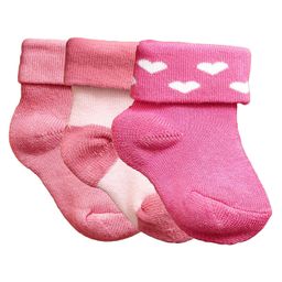 NEXT2SKIN Pack Of 3 Hearts Detailed Soft Cotton Socks - Peachy Pink SDark Pink & Deep Pink-image-60
