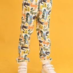 Anthrilo Fleece Full Sleeves Crocodile Printed Joggers - Off White-image-6