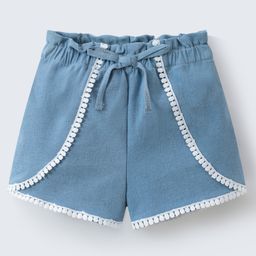 Mark & Mia Denim Shorts With Lace Detailing & Bow Applique - Blue-image-14