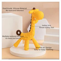 numum BPA Free Flexible, Soft Silicone Giraffe Shape Teether- Yellow (Color and design may vary)-19