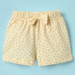 Tango Single Jersey Knit Knee Length Shorts With Bow Applique & Heart Print - Lemon-image-39