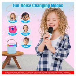 Fiddlerz Karaoke Speaker Smart Portable Bluetooth Speaker with RGB Lights and Wireless Microphone Rechargeable Music System for Parties Outdoor and Indoor Use(Blue) image 2