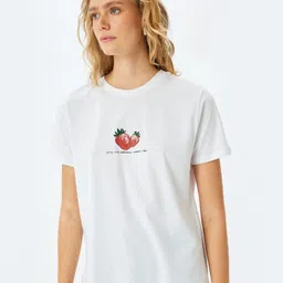 Koton Women Typography Printed Round Neck Cotton T-shirt-picture-42