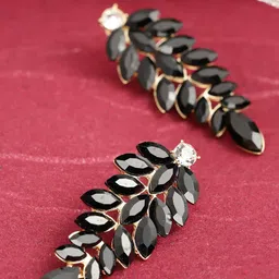 YouBella Gold-Plated Artificial Stones Studded Contemporary Shaped Drop Earrings-50