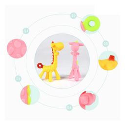 numum BPA Free Flexible, Soft Silicone Giraffe Shape Teether- Yellow (Color and design may vary) image 4