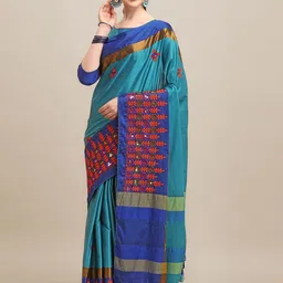 KALINI Floral Embroidered Silk Cotton Saree-picture-18